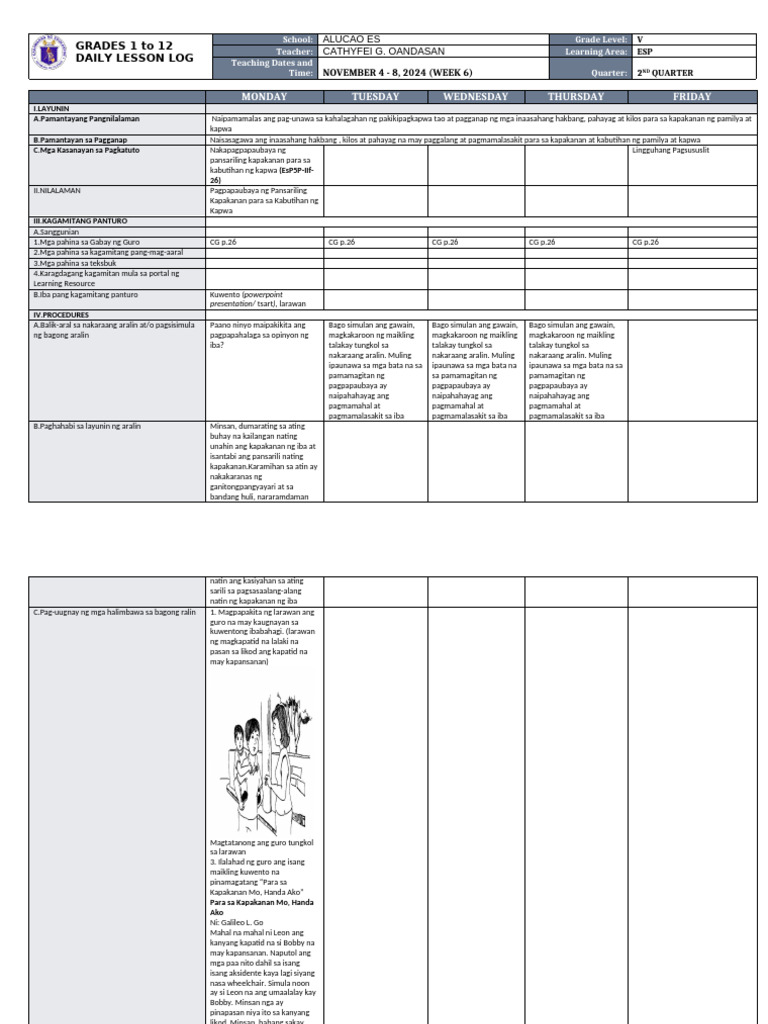 DLL - Esp 5 - Q2 - W6 | PDF