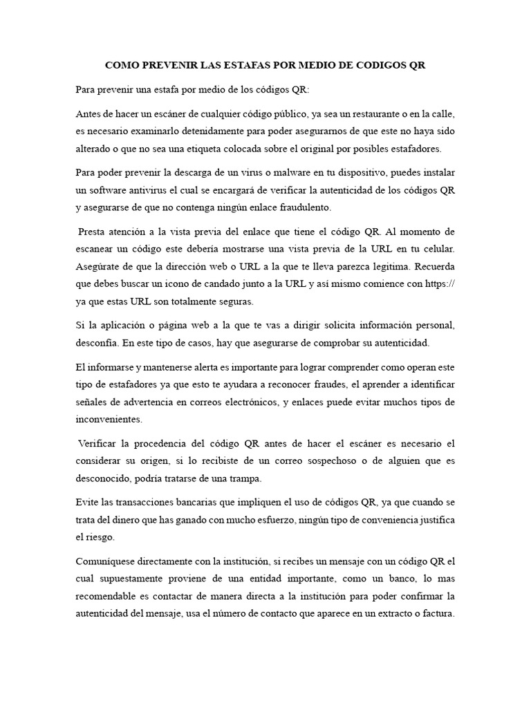 Como Prevenir Las Estafas Por Medio de Codigos QR | PDF | Código QR ...