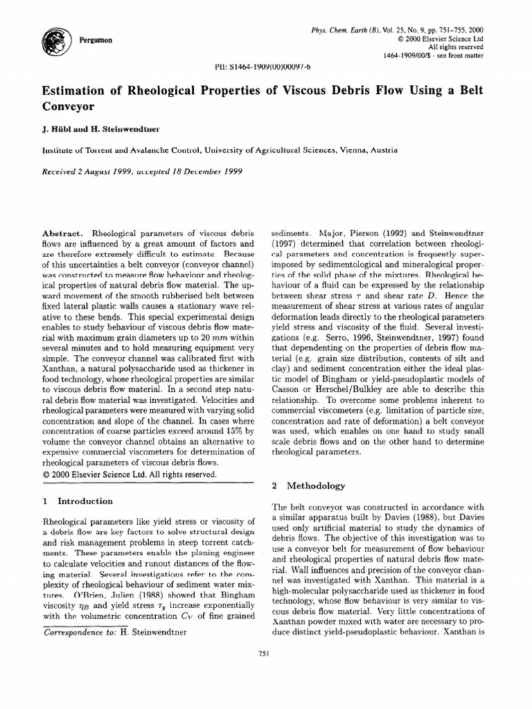 Rheological Properties of Debris Flow | PDF | Rheology | Viscosity