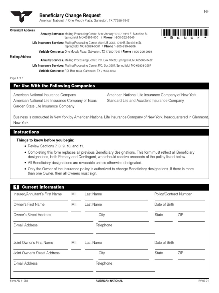 Beneficiary Change Form Instructions | PDF | Insurance | Power Of Attorney
