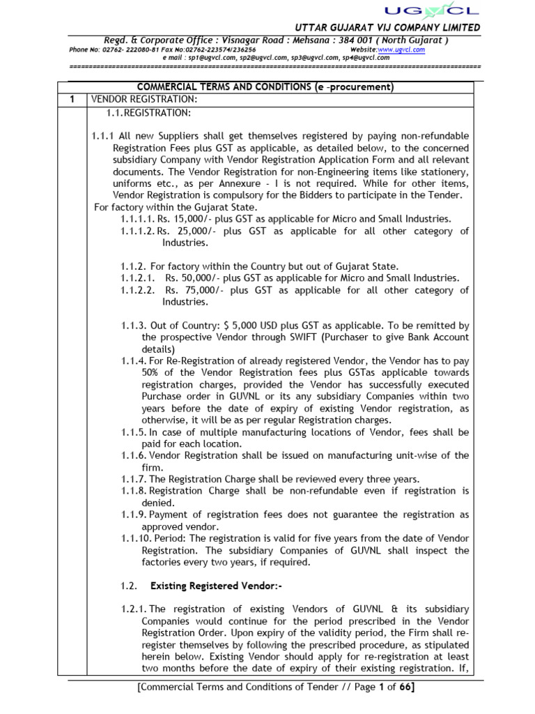 UGVCL Vendor Registration Guidelines | PDF | Value Added Tax | Prices