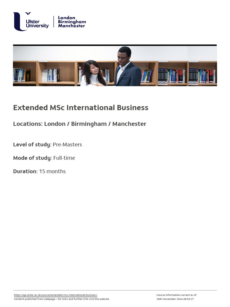 Extended MSc in International Business | PDF | Postgraduate Education ...