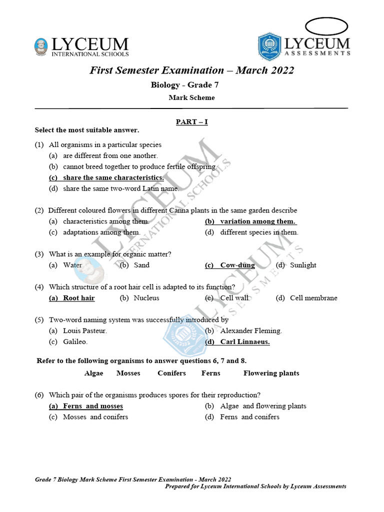 Grade 7 Biology MS 4 | PDF | Decomposition | Plants