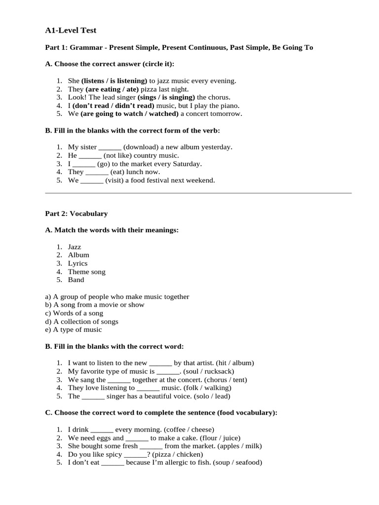 Test A1 | PDF