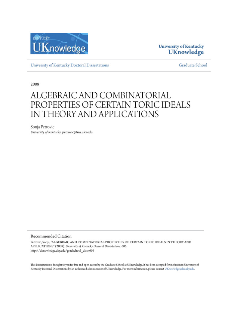 Algebraic and Combinatorial Properties of Certain Toric Ideals in | PDF ...