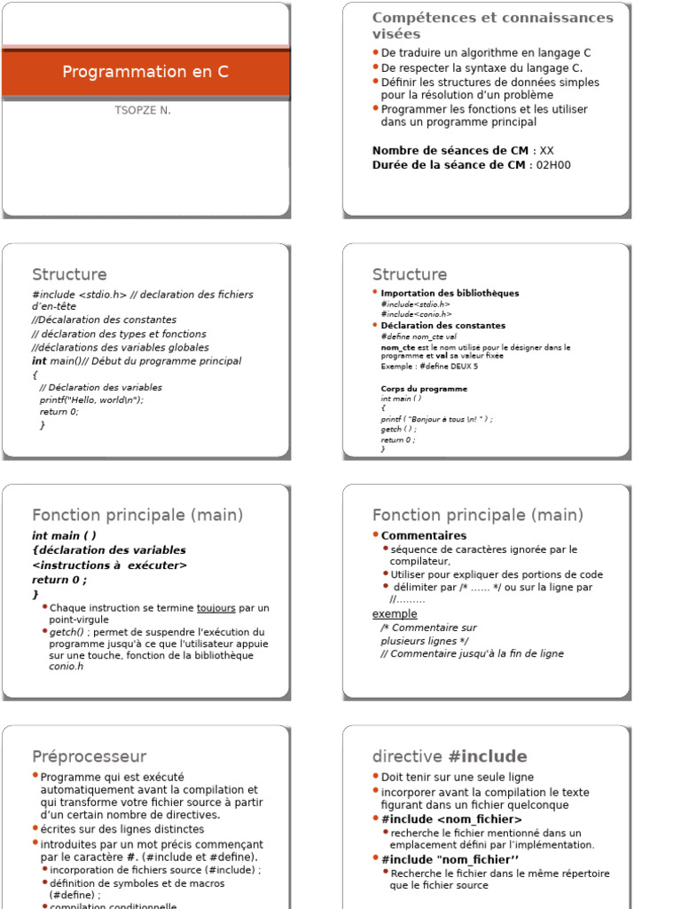 Programmation en C : Concepts de base | PDF | Structure de contrôle ...