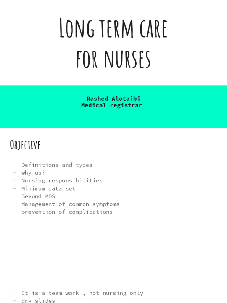Long-Term Care: Nursing Responsibilities & Types | PDF | Long Term Care ...