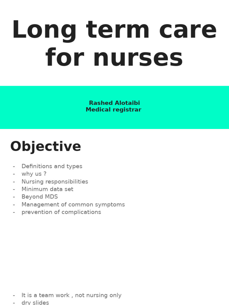 Long Term Care For Nursing | PDF | Long Term Care | Nursing