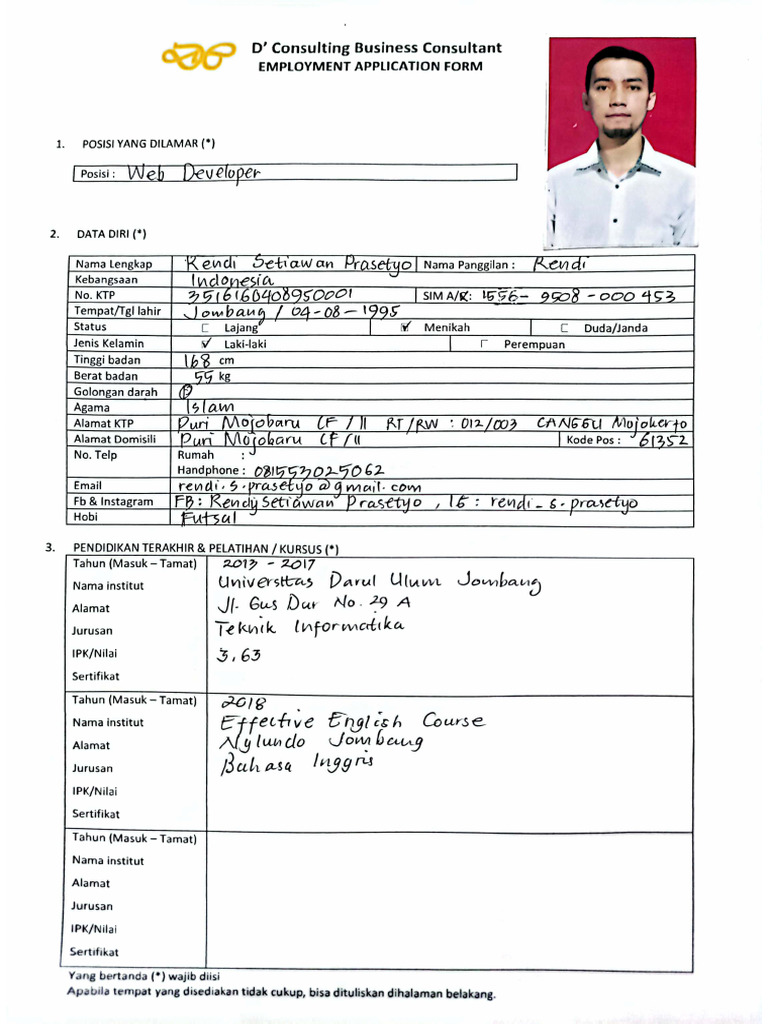 Form Aplikasi DBC | PDF