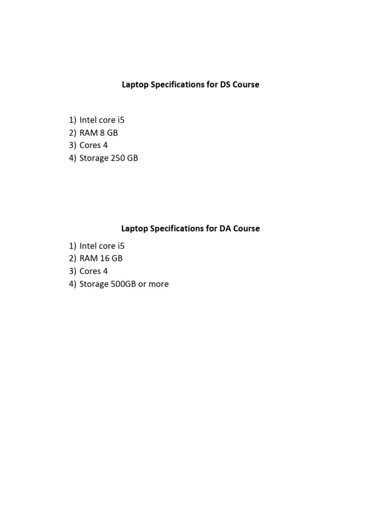Laptop Specifications | PDF