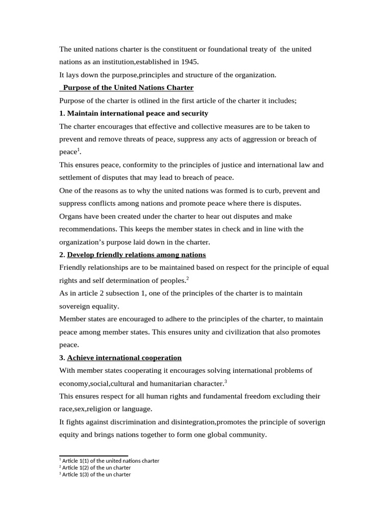 United Nations Charter and Principles | PDF | United Nations ...