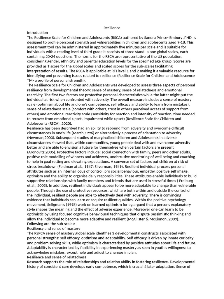 Resilience Experiment Pdf Psychological Resilience Optimism