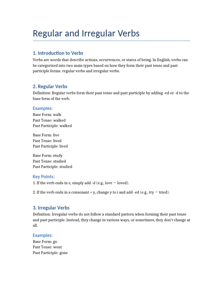 Regular vs. Irregular Verbs Explained | PDF | Grammatical Tense | Verb