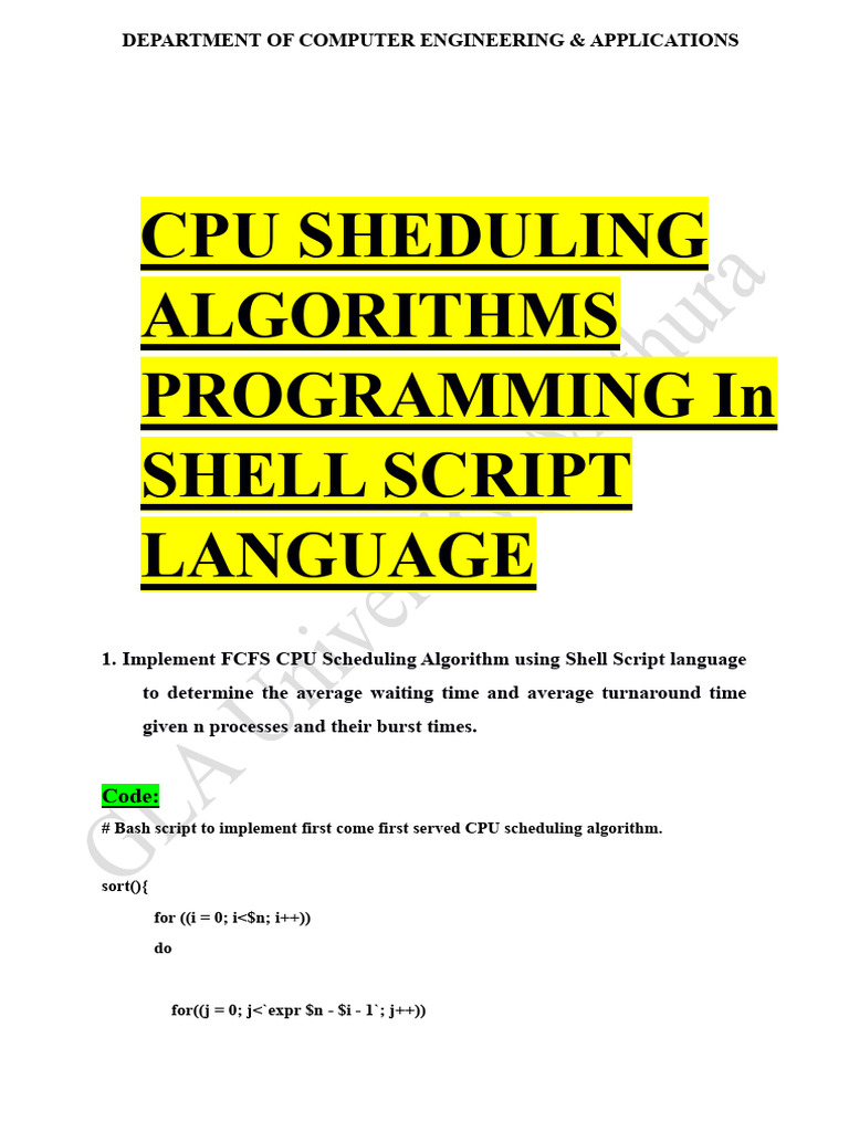 CPU Scheduling Algorithms in Shell Script | PDF | Scheduling (Computing ...