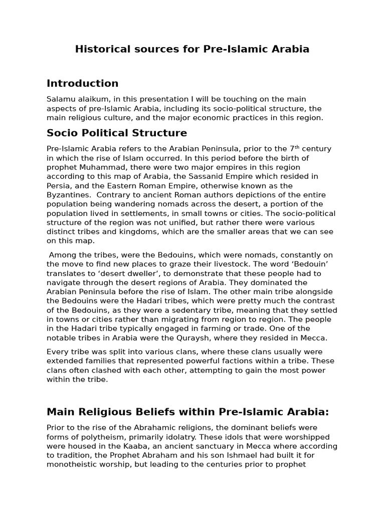 Pre-Islamic Arabia: Society, Religion, Economy | PDF | Idolatry ...