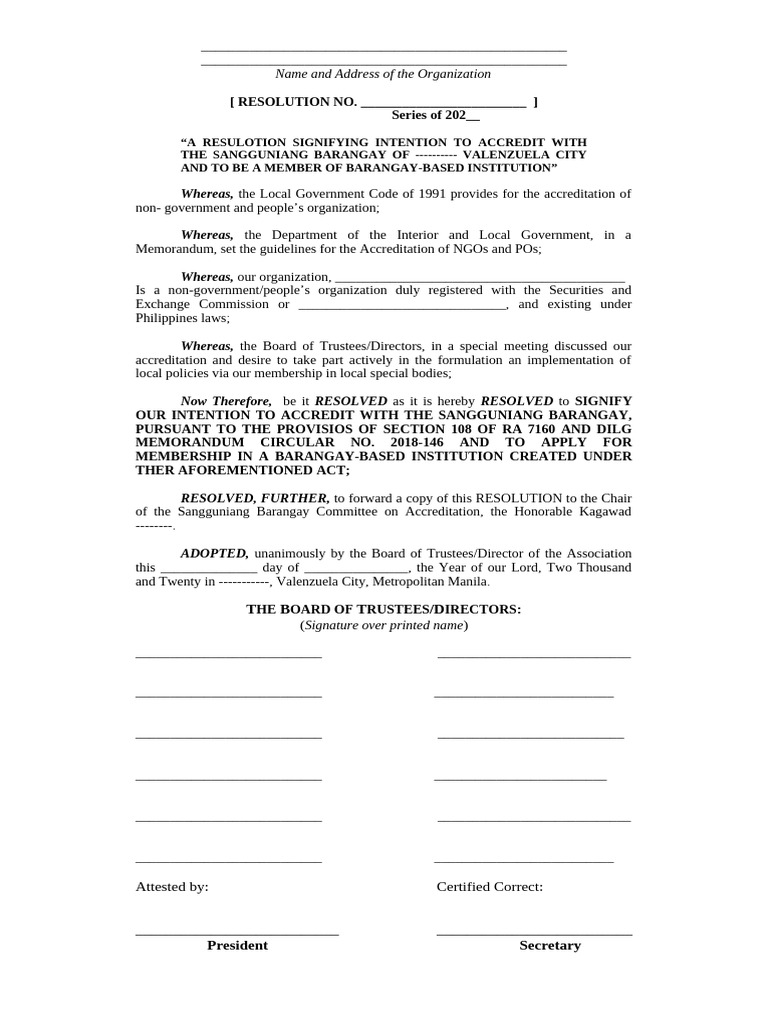 Resolution For Accreditation Final 1 Pdf