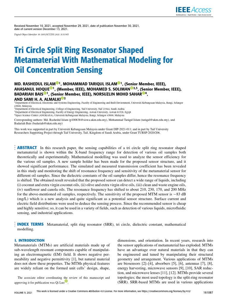 Tri Circle Split Ring Resonator Shaped Metamaterial With Mathematical ...