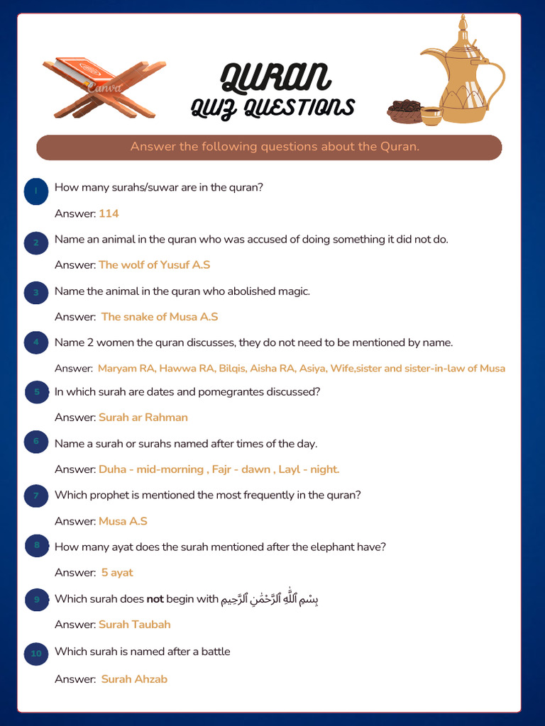 Quran Quiz: Questions & Answers | PDF