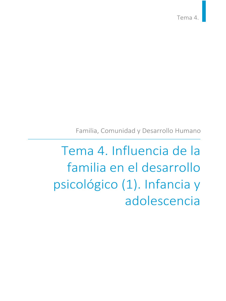Tema 4. Influencia de La Familia en El Desarrollo Psicológico (1 ...