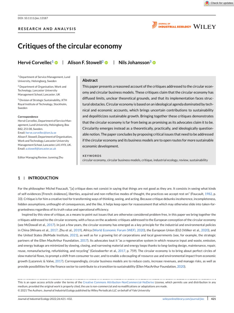 Critiques of the Circular Economy | PDF | Sustainability | Economies
