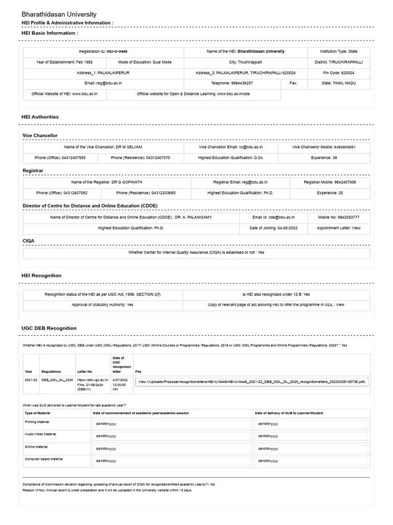 BDU UG 2023 1st Year Results | PDF | Course Credit | Instructional Design