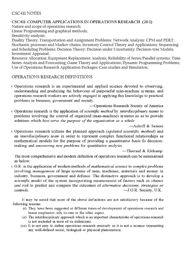 Operations Research Techniques Overview | PDF | Operations Research ...