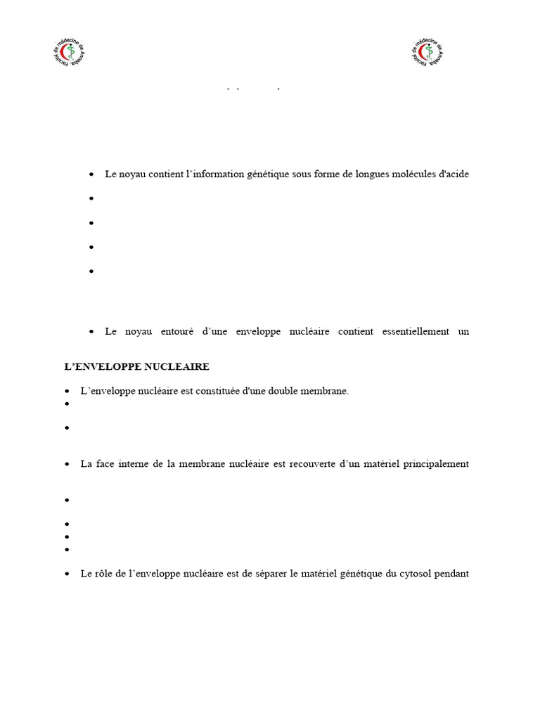Structure et Fonction du Noyau Cellulaire | PDF | Noyau (biologie ...