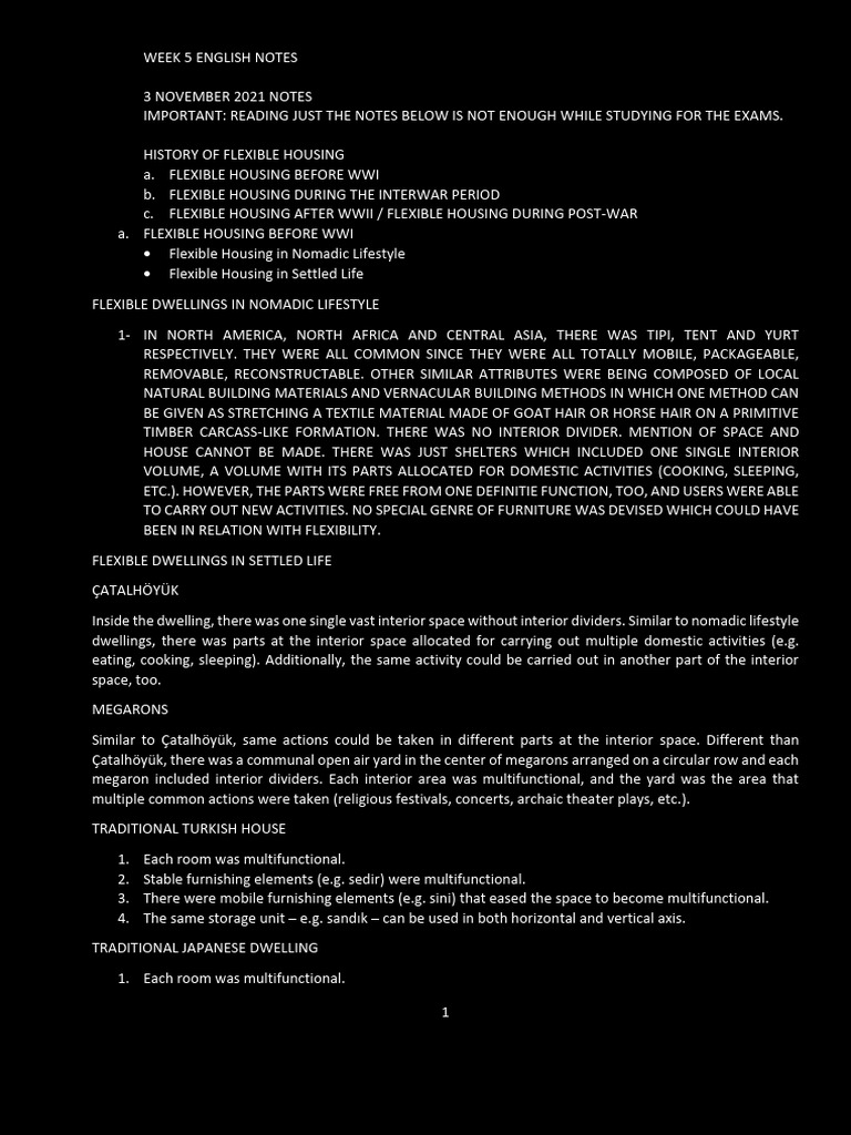 Week 5 Notes - Hafta 5 Notlar | PDF