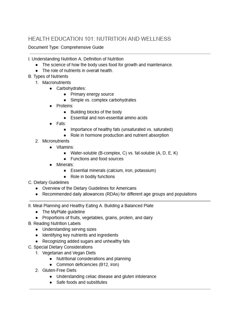 Nutrition and Wellness Guide | PDF | Nutrition | Diet & Nutrition