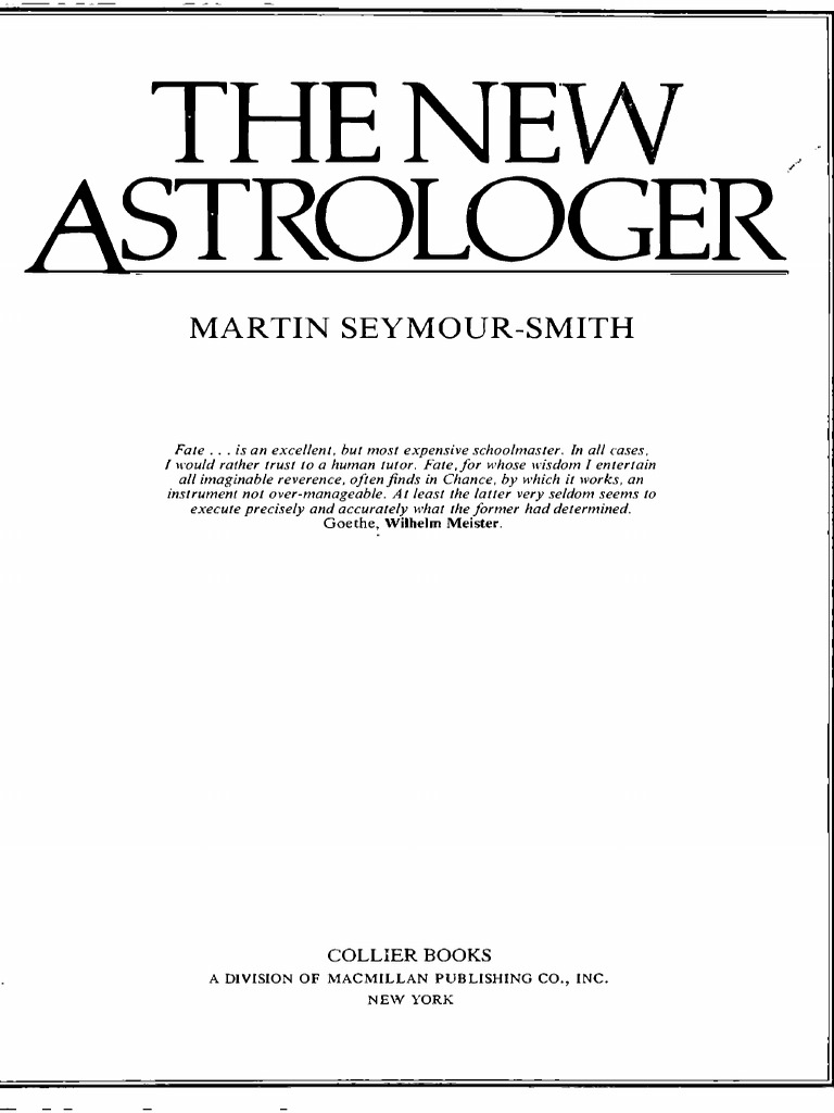 Martin Seymour - Smith. The New Astrologer | PDF | Astrology