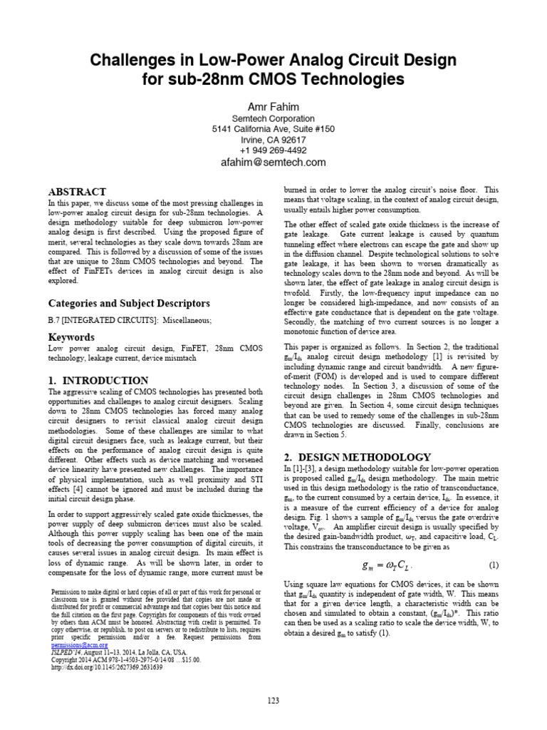 Fahim 2014 | PDF | Field Effect Transistor | Cmos