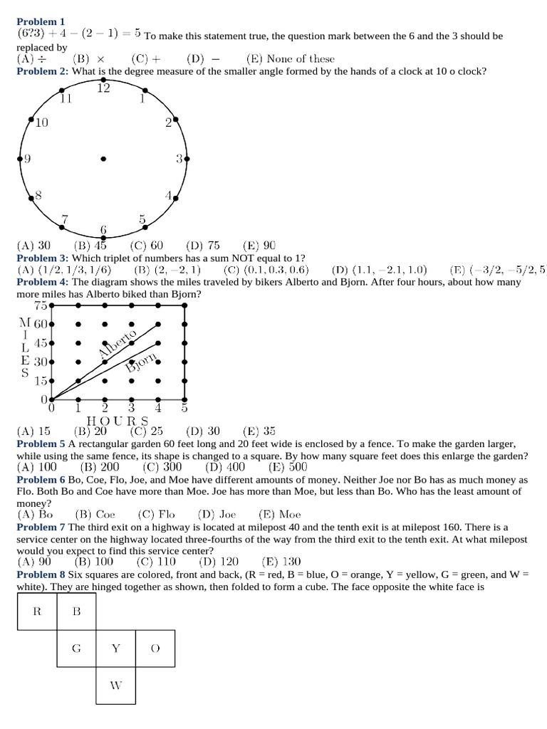 Amc8 1999 | PDF | Breads | Mathematics