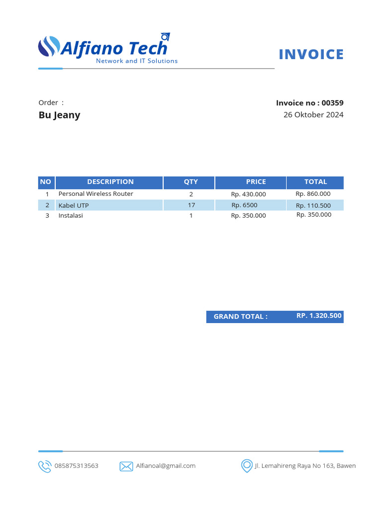 Invoice for Network Equipment Order | PDF