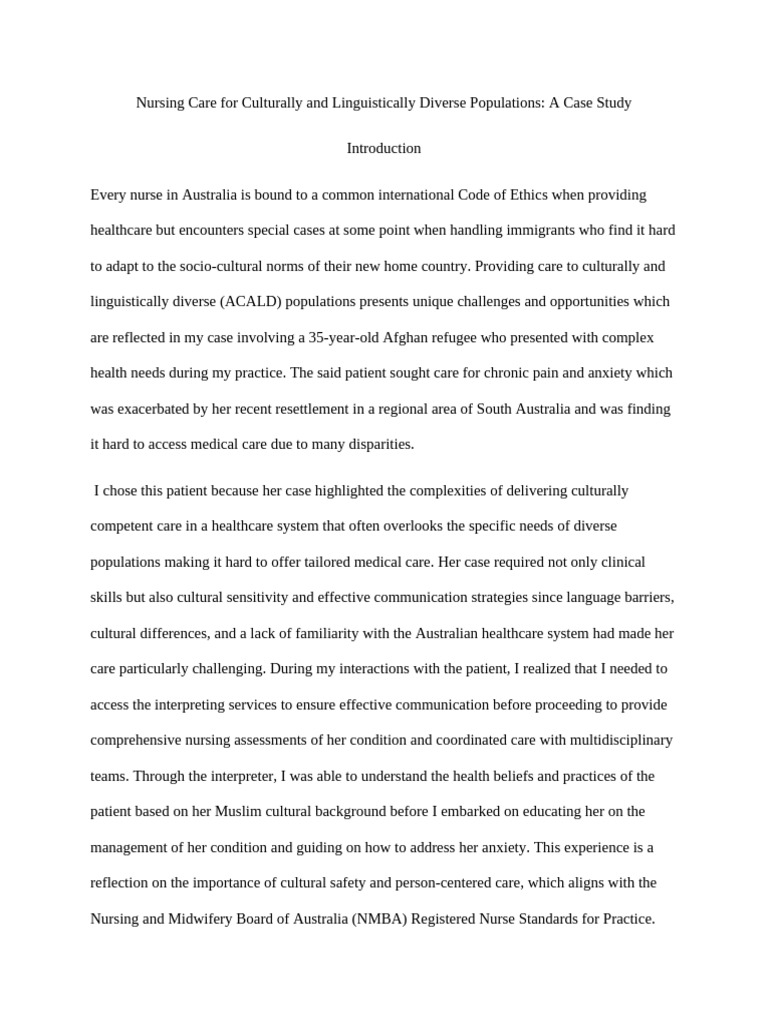 Nursing Care For Culturally and Linguistically Diverse Populations ...