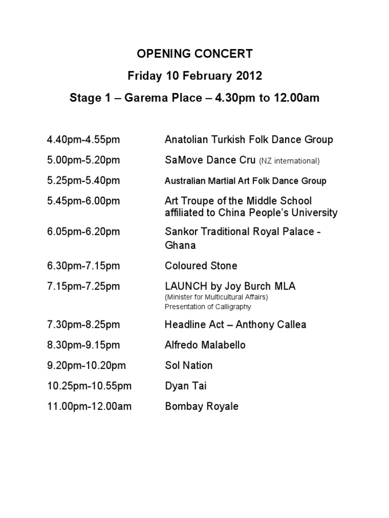Opening Concert Program | PDF