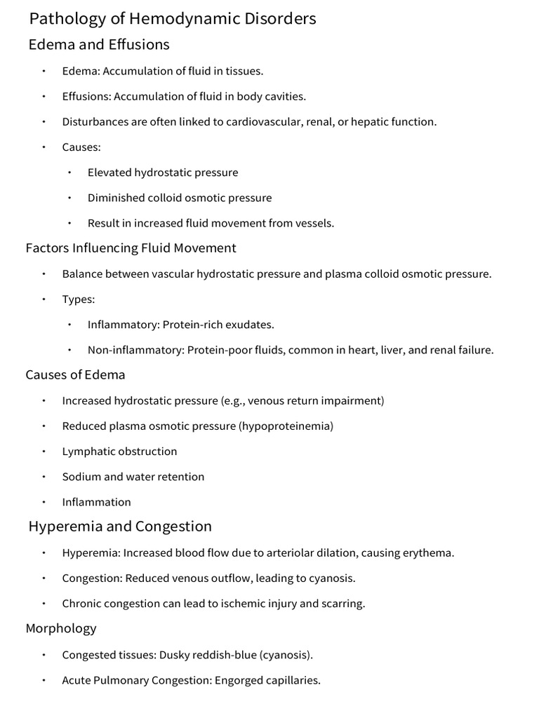 Hemodynamic Disorders: Edema & Shock Insights | PDF | Coagulation | Edema
