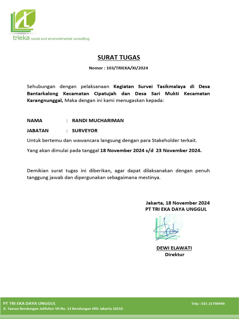 103 SURAT TUGAS Randi Muchariman | PDF