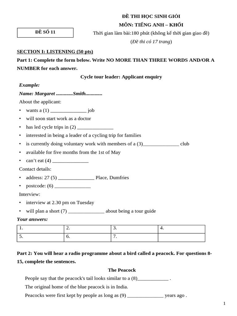 De 11 Tieng Anh | PDF | Rhythm | Travel Visa