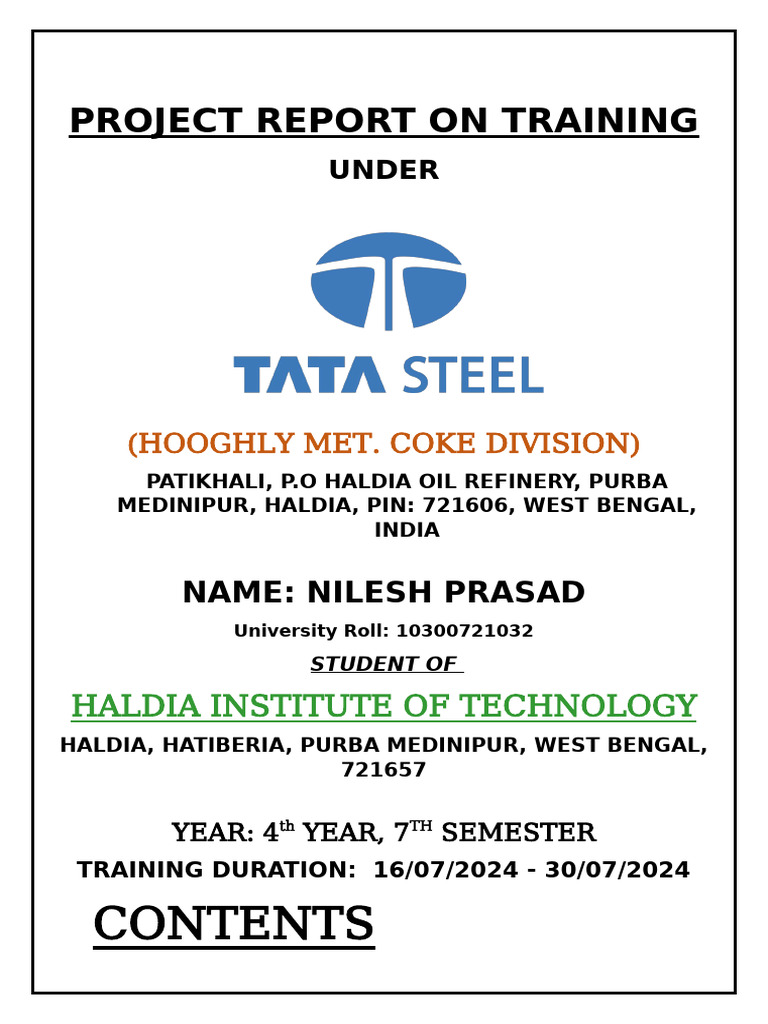 Training Report: Hooghly Met Coke Division | PDF | Coke (Fuel) | Coal