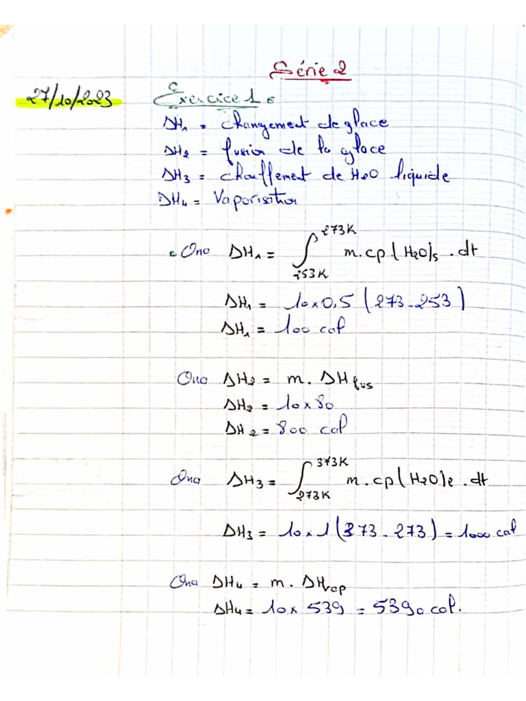 Thermochimie Serie 2 Correction | PDF
