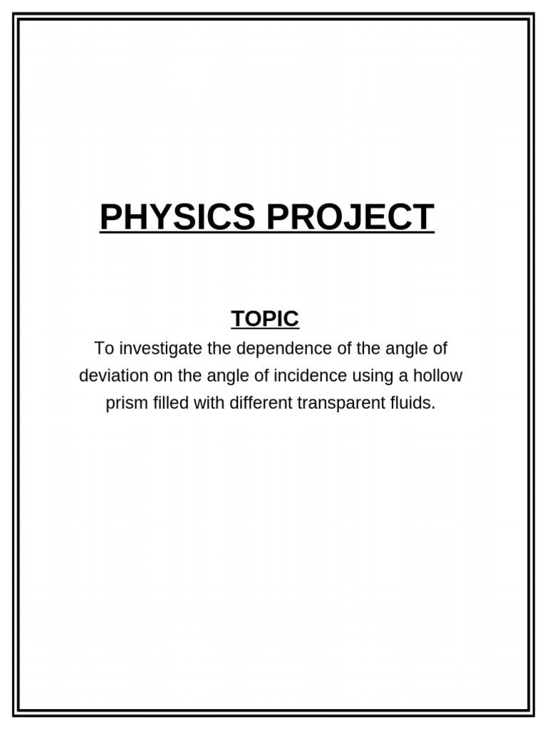 PHY Investigatory Project | PDF | Light | Optics
