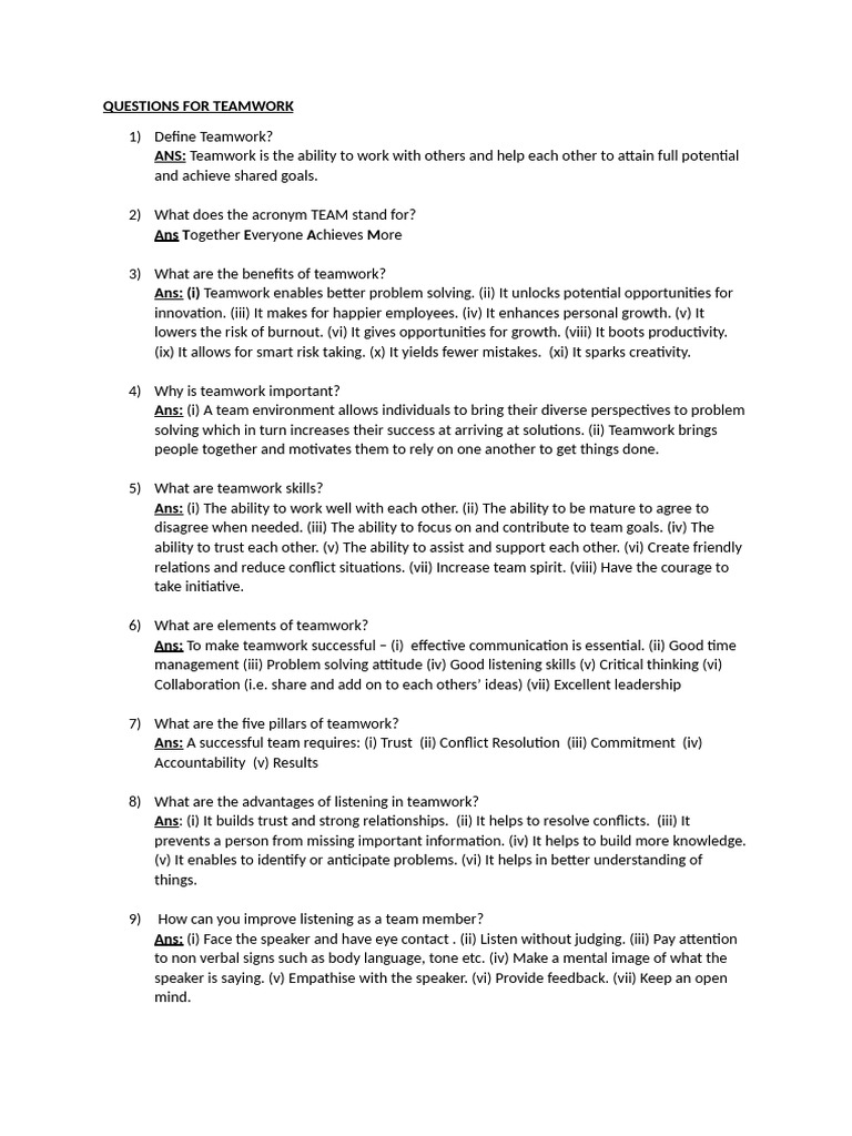 3 Teamwork | PDF | Team Building | Behavioural Sciences