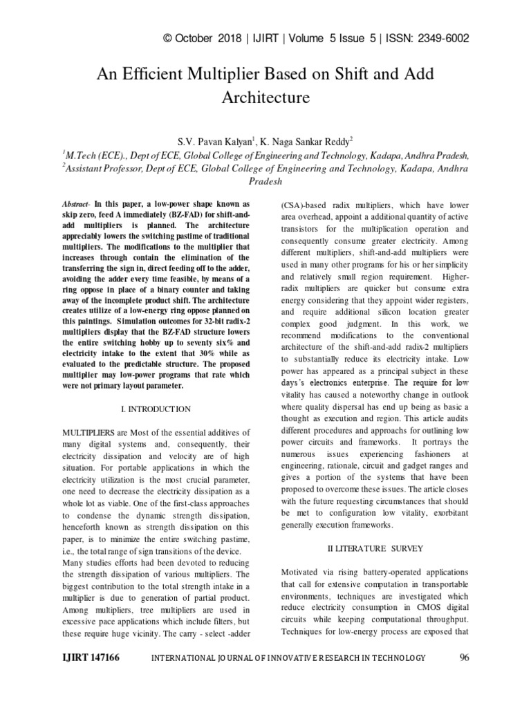 An Efficient Multiplier Based On Shift A | PDF | Cmos | Switch