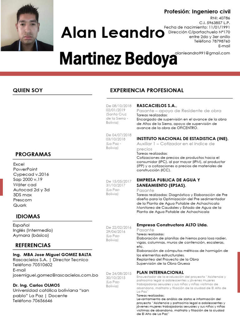 Curriculum Alan Final | PDF | Bolivia