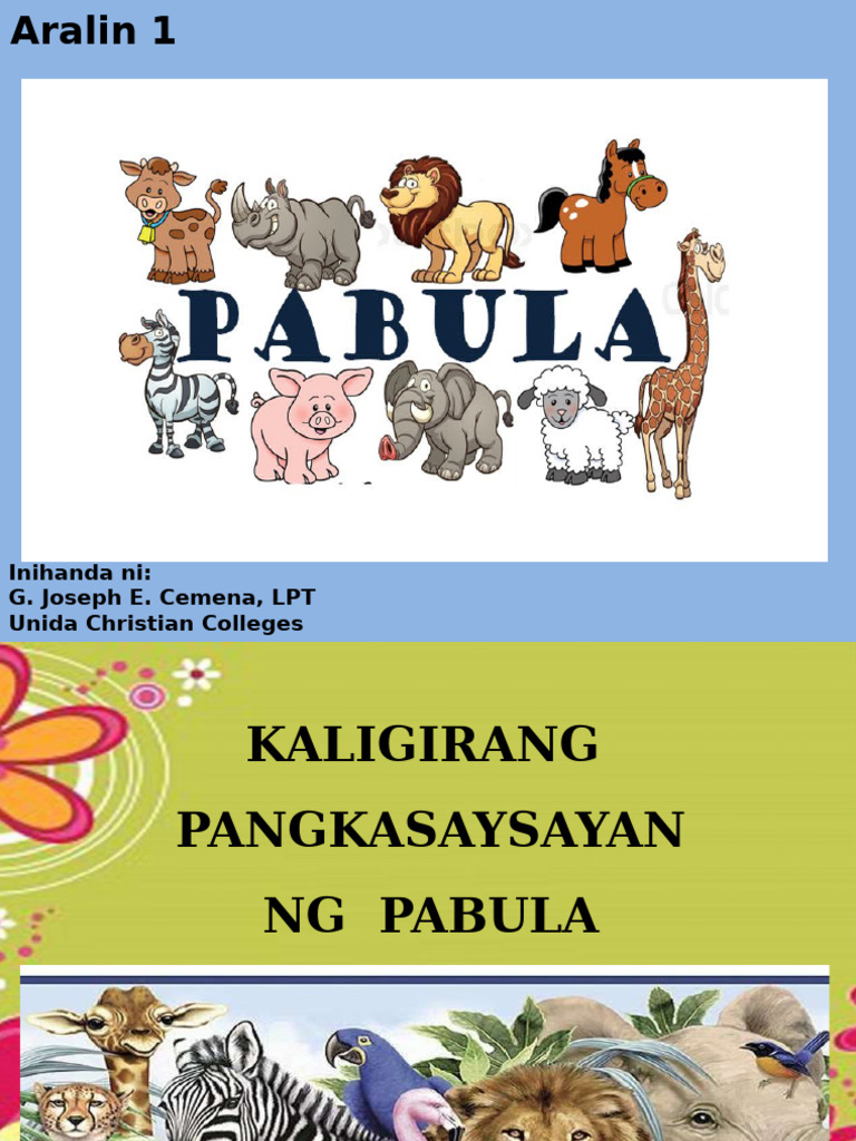 Aralin1filipino7 Pabula 201015001631 | PDF