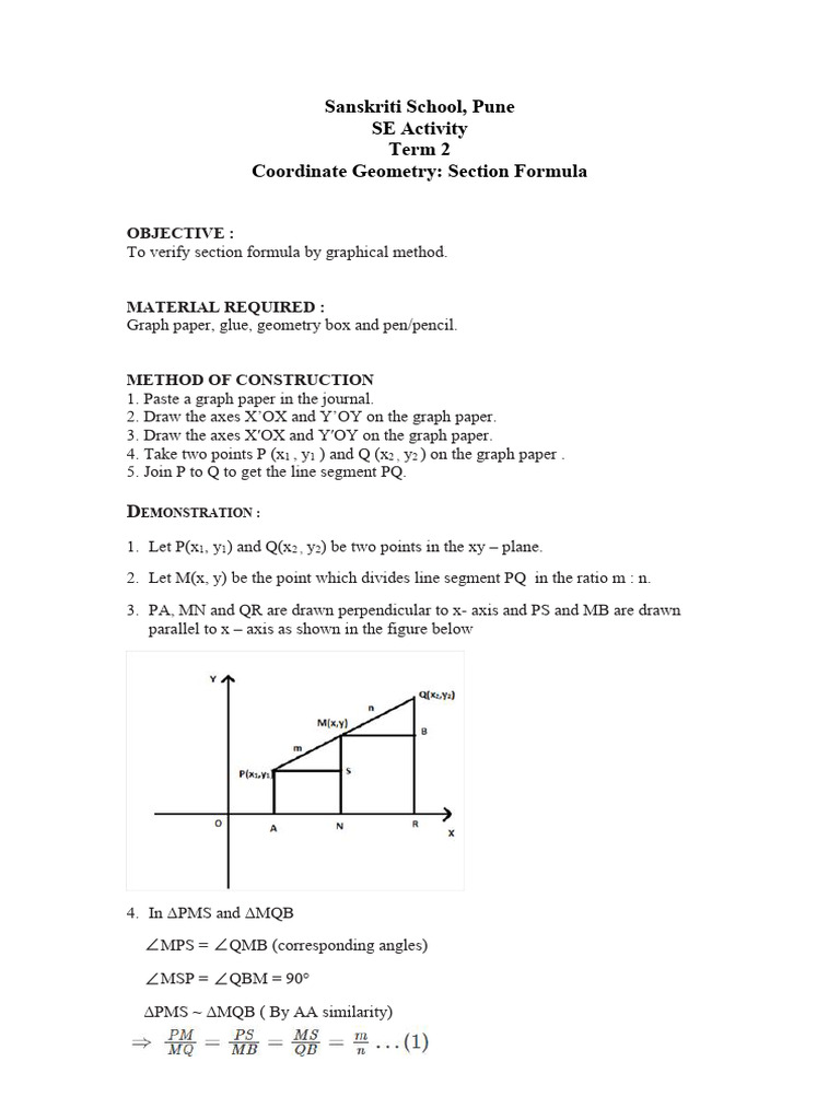 Section Formula Verification in Geometry | PDF