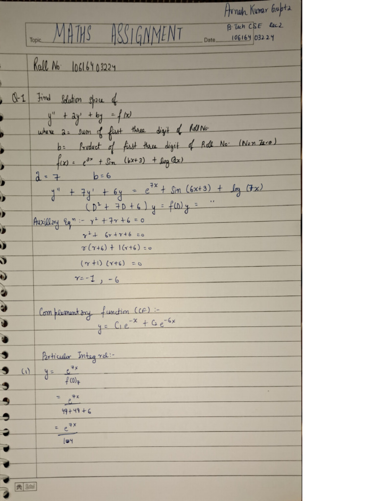 Maths Assignment | PDF