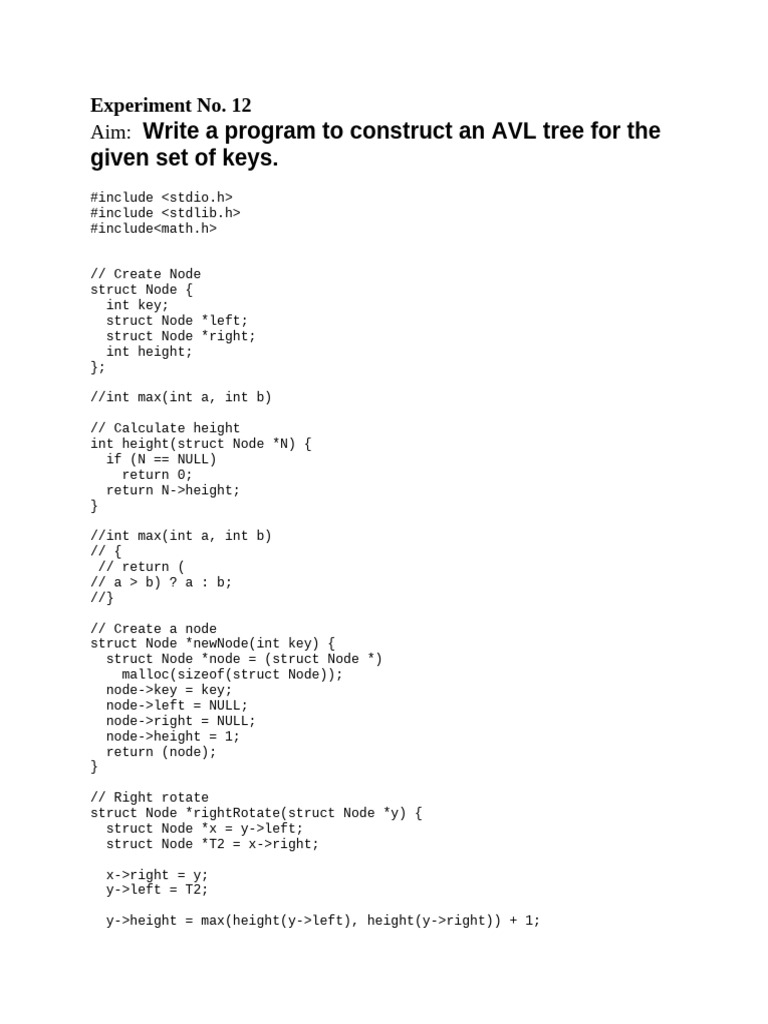 AVL Tree Implementation in C | PDF | C++ | Algorithms And Data Structures