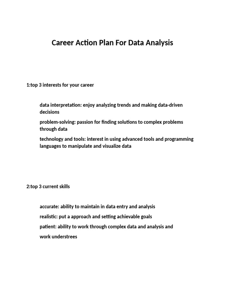 Career Action Plan For Data Analysis | PDF | Data Analysis | Data