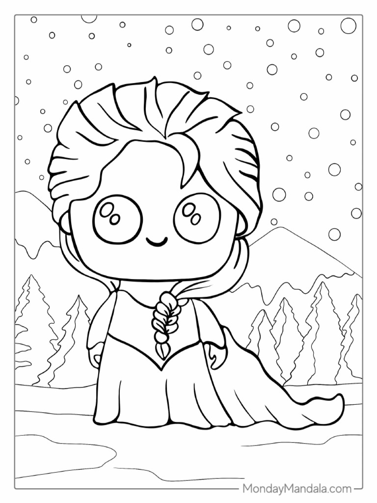 Simple Outline of Elsa To Color | PDF